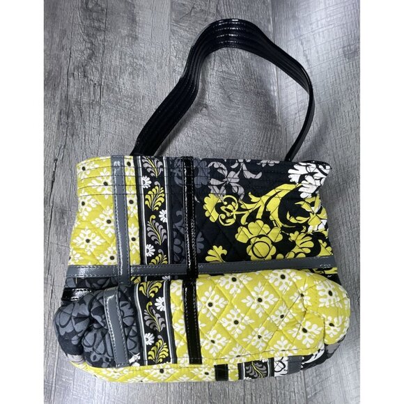 Vera Bradley Handbags - Vera Bradley‎ Womens Purse Baroque Hand Bag Black Yellow Medium Tote Satchel